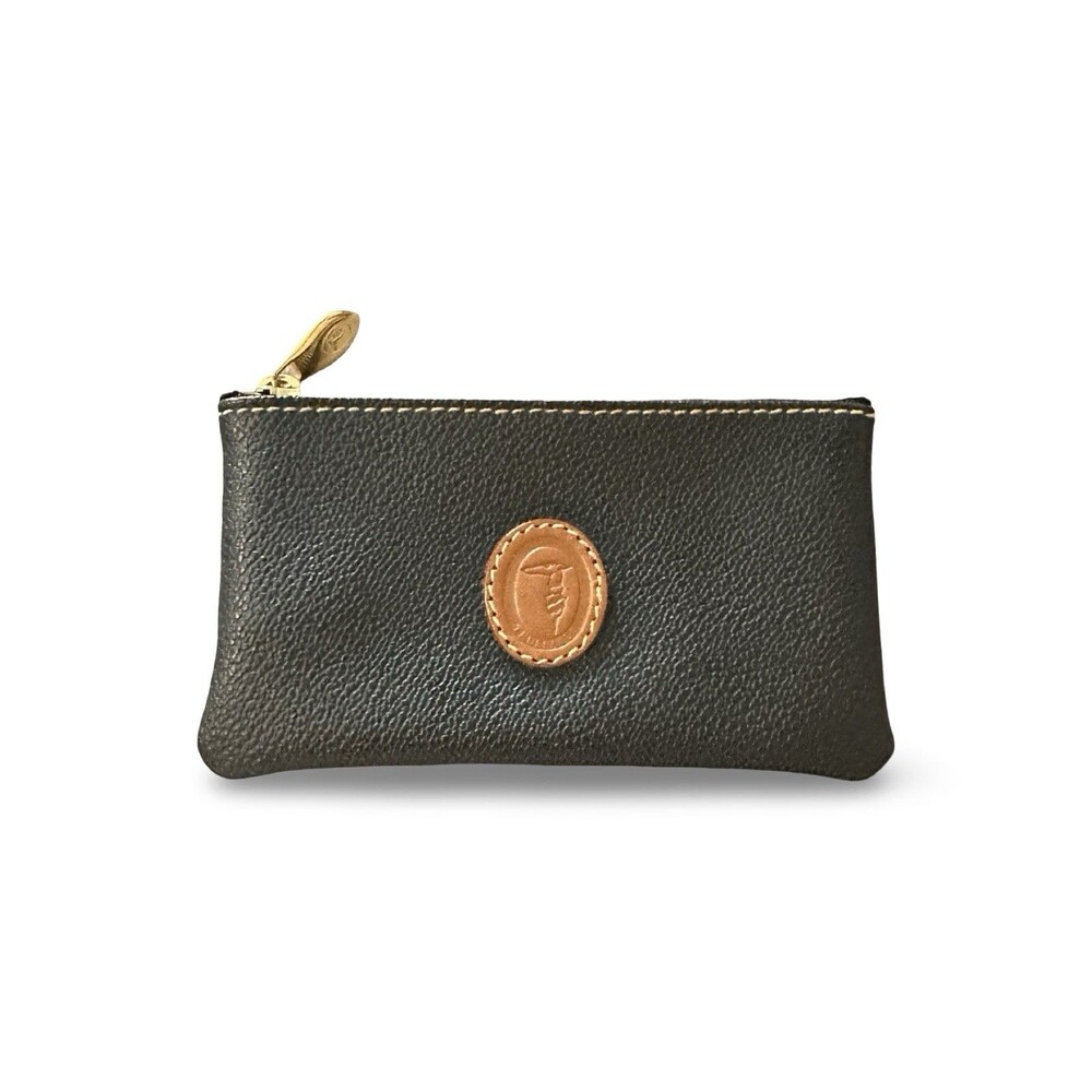 Trussardi black leather key zipper pouch excellent